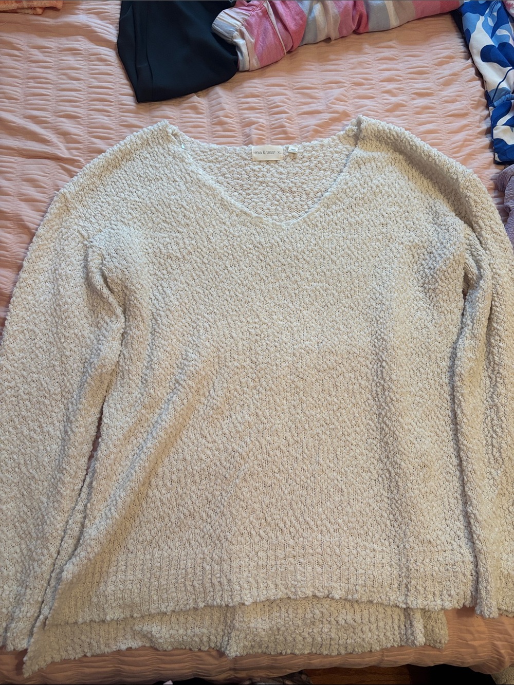 Maeve Cream Bouclé V-Neck Sweater